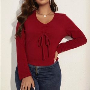 shein plus solid drawstring tee